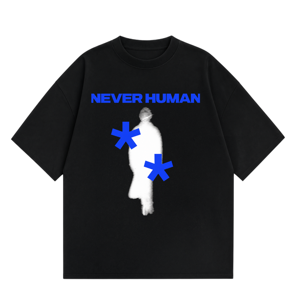 Never Human asterisk tee, front