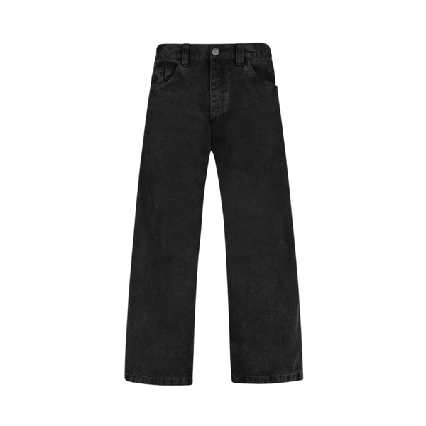 Never Human canvas pants in black cotton canvas, front