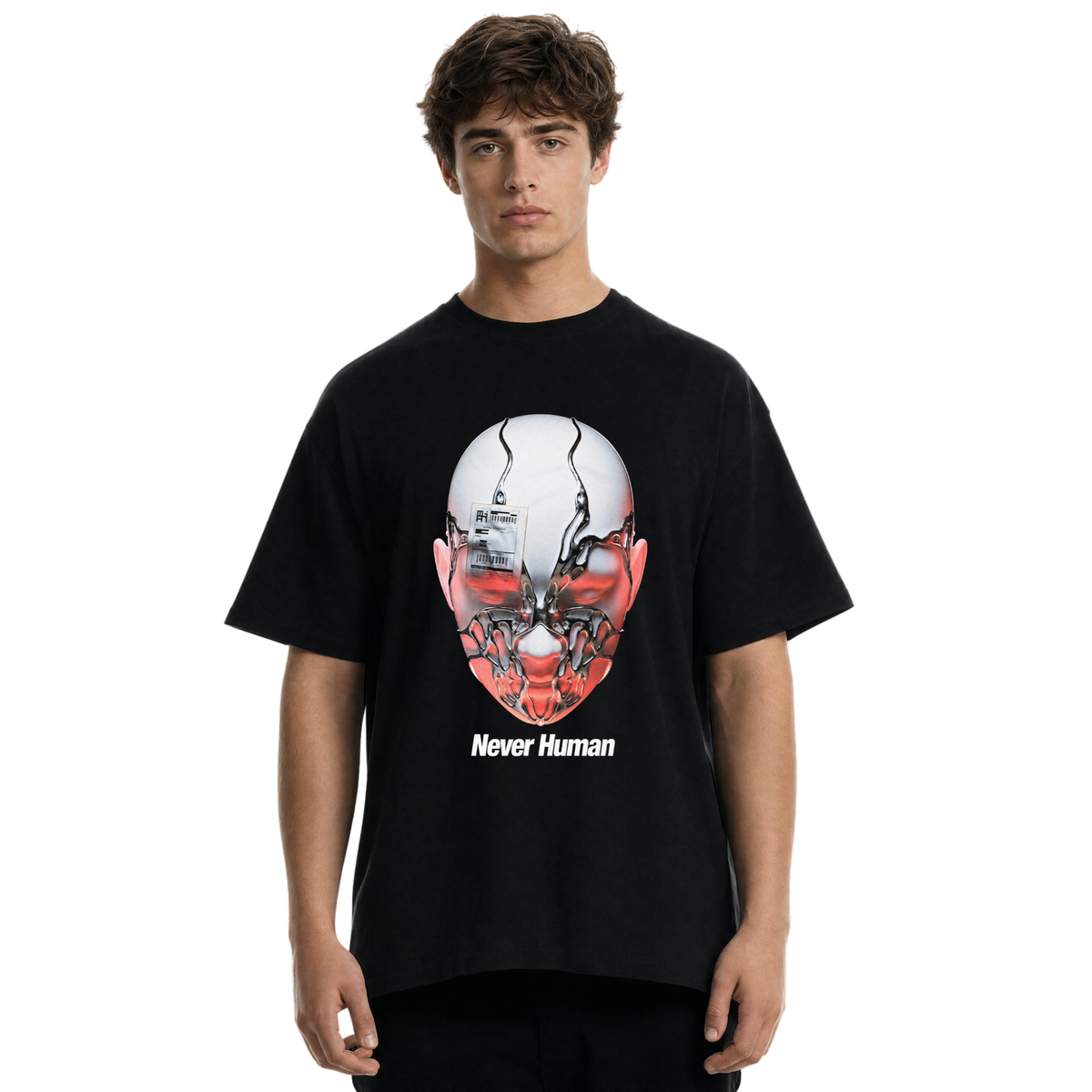 Never Human chrome tee, back