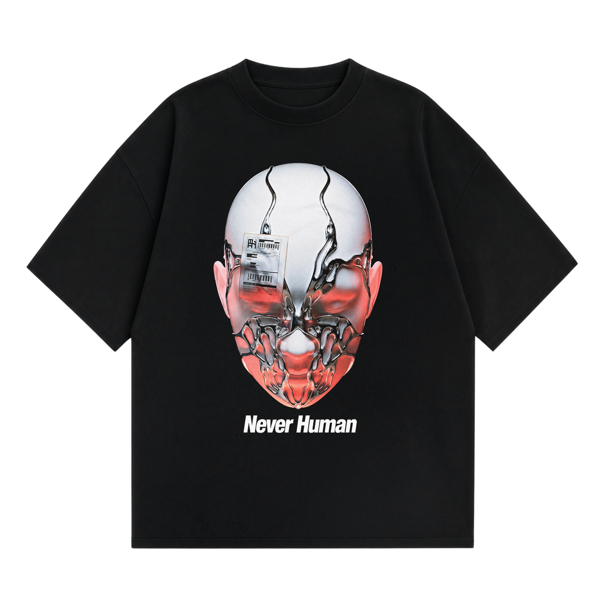 Never Human chrome tee, detail