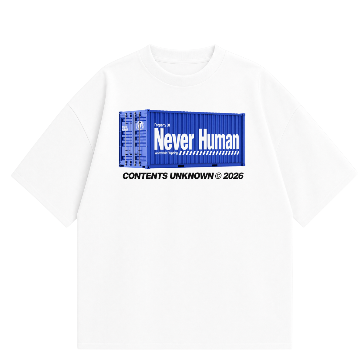 Never Human contents unknown tee, front
