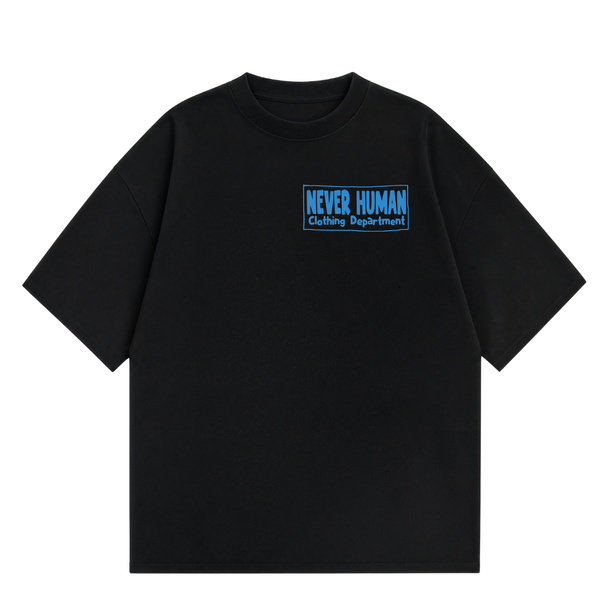 Never Human dinner was fine tee black, front