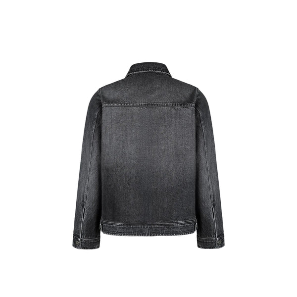 Never Human faded black relaxed denim jacket, back
