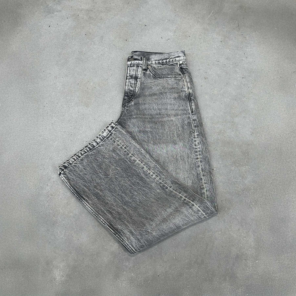 Never Human faded grey loose fit jeans, detail