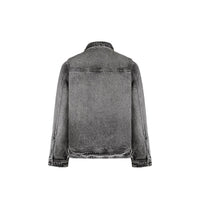 Never Human faded grey relaxed denim jacket, back