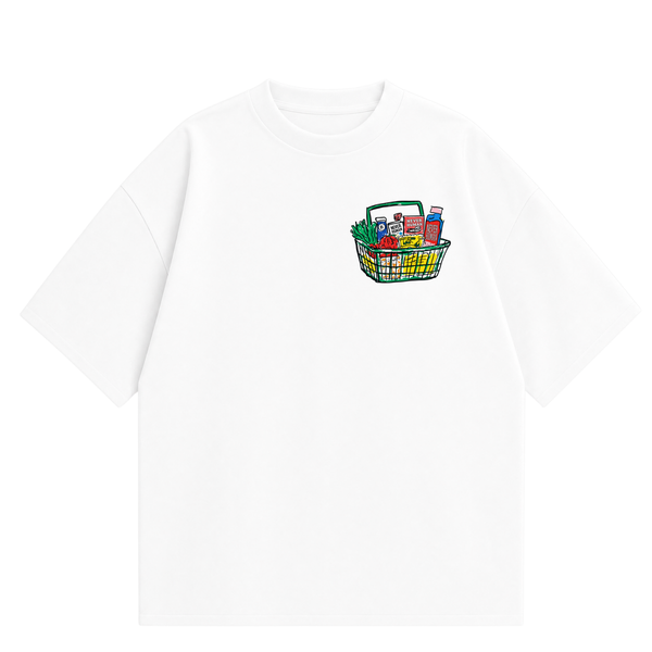 Never Human grocery run tee, front