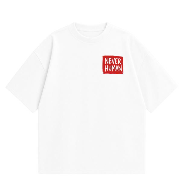 Never Human group project tee, front