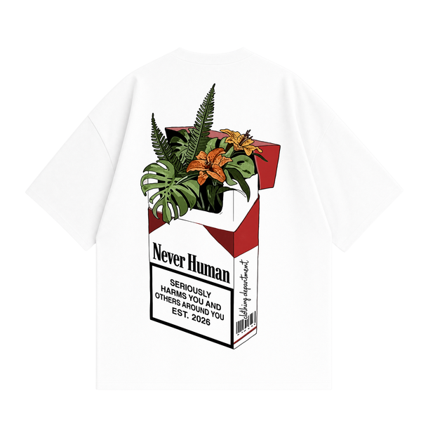 Never Human harms you tee, back
