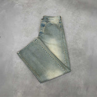 Never Human light blue loose fit jeans, detail