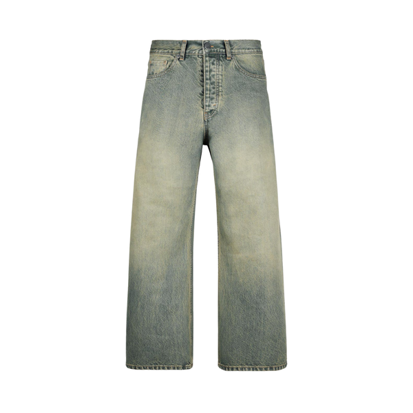 Never Human light blue loose fit jeans, front