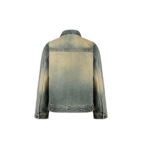 Never Human light blue relaxed denim jacket, back