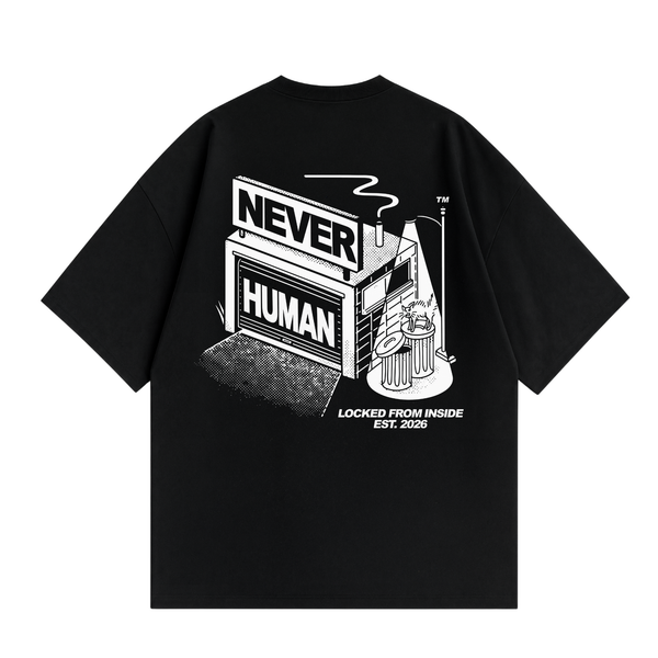 Never Human locked from inside tee, back