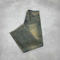 Never Human storm blue loose fit jeans, detail