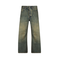 Never Human storm blue loose fit jeans, front