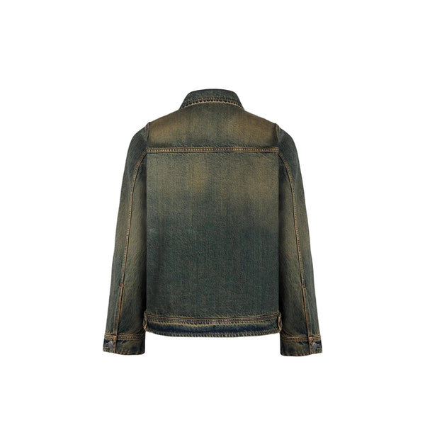 Never Human storm blue relaxed denim jacket, back