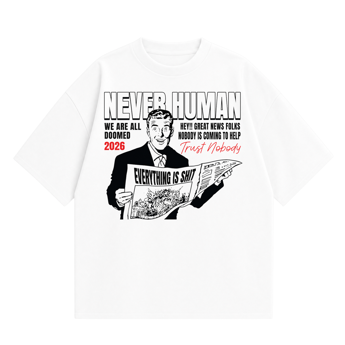 Never Human trust nobody tee, print detail