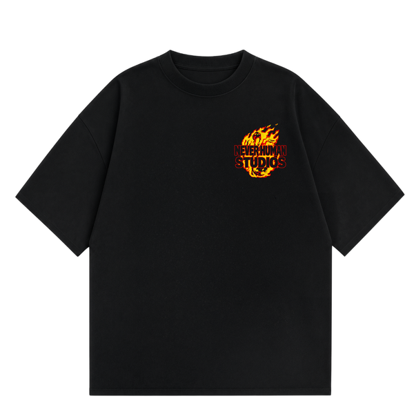 Never Human we look human from the outside tee, front